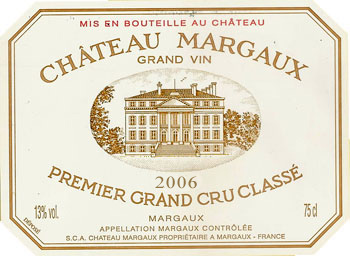 Vino Bordeaux Ch�teau Margaux 2006